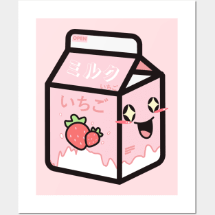 Kawaii Strawberry Milk Posters and Art